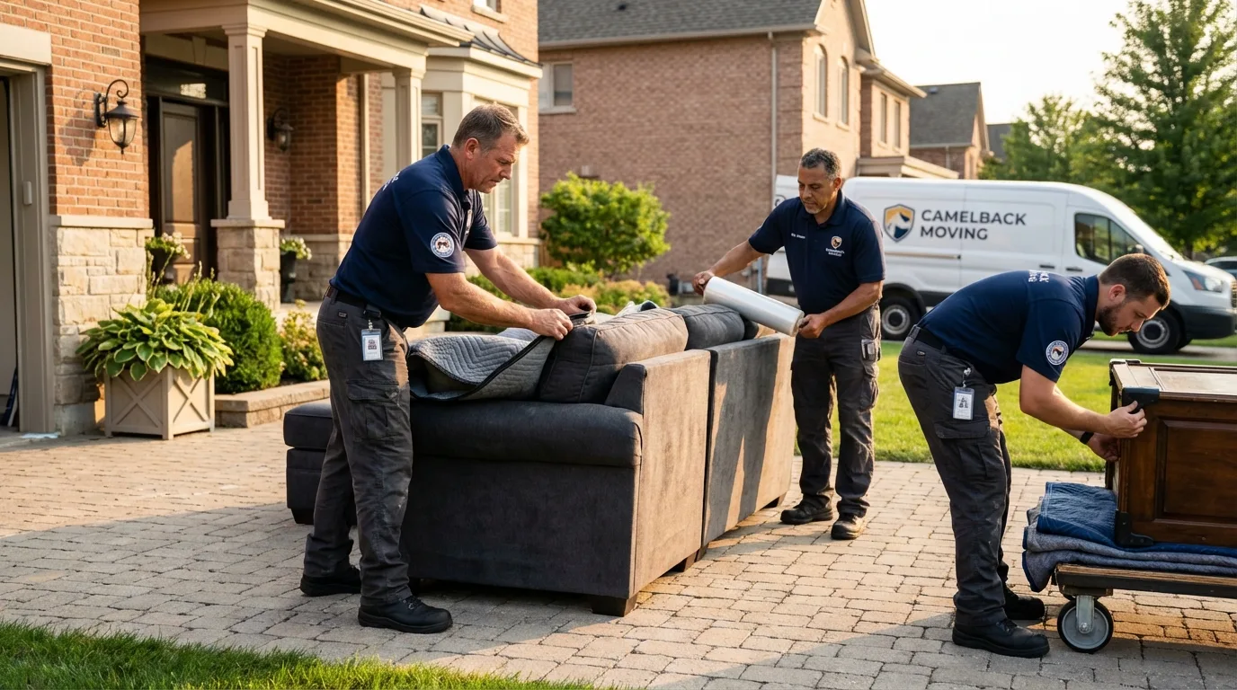 Large estate moving crew wrapping furniture in Manchester, PA
