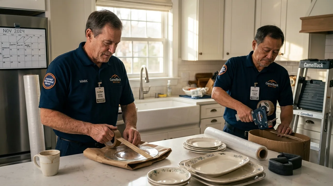 Professional crew packing kitchen dishware in Manchester, PA